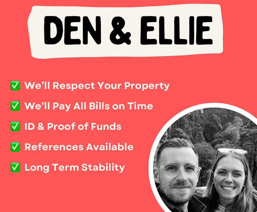 Den (32) and Ellie (30), $650, Non-smoker, No pets, and No children