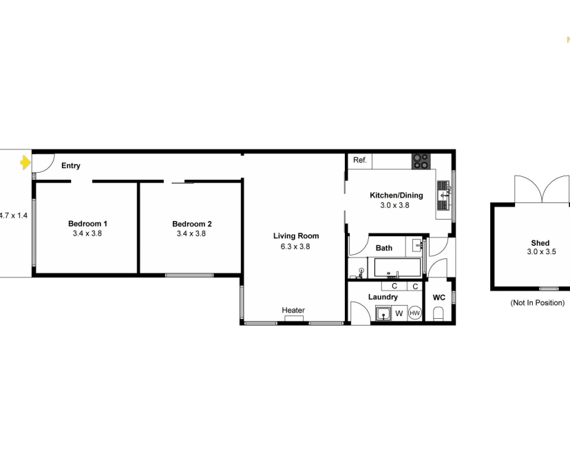 Whole property with 2 rooms for rent