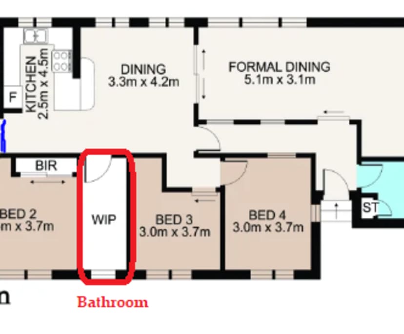 Unfurnished room with own bathroom