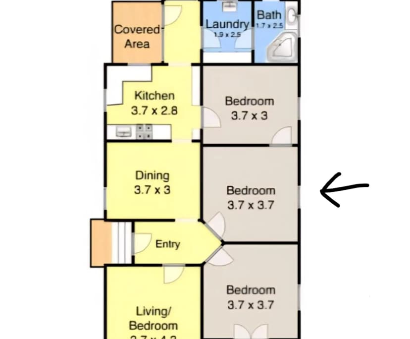 Unfurnished room in a share house