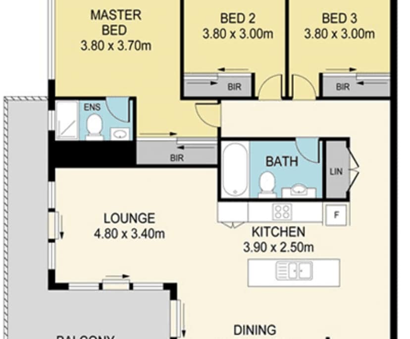 Unfurnished room in a flatshare