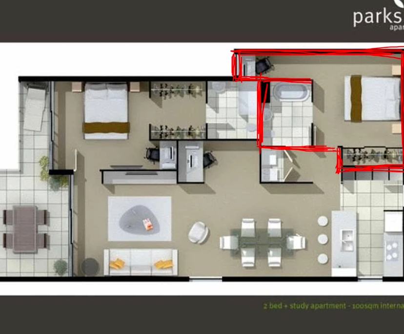 Unfurnished room with ensuite in a flatshare