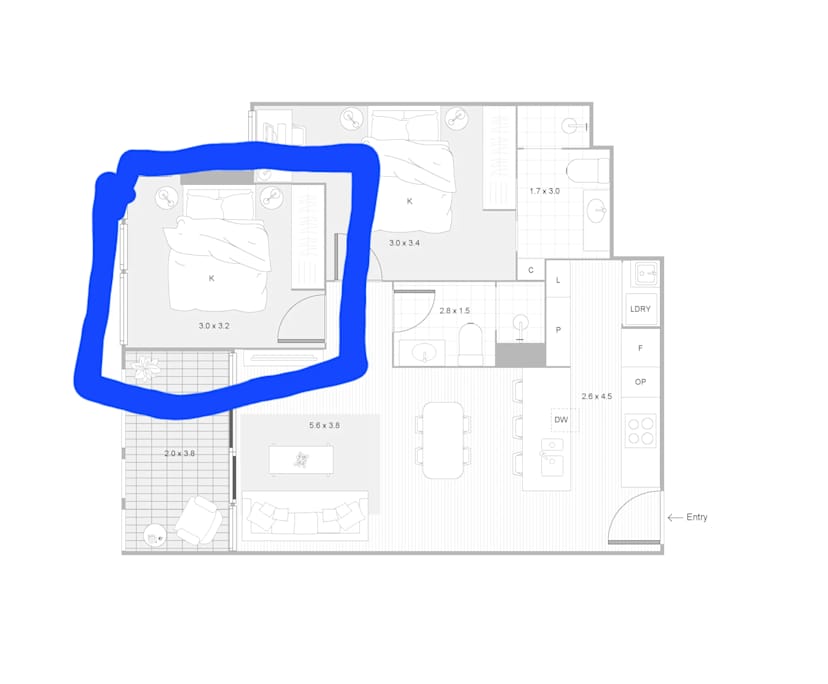 Unfurnished room with own bathroom