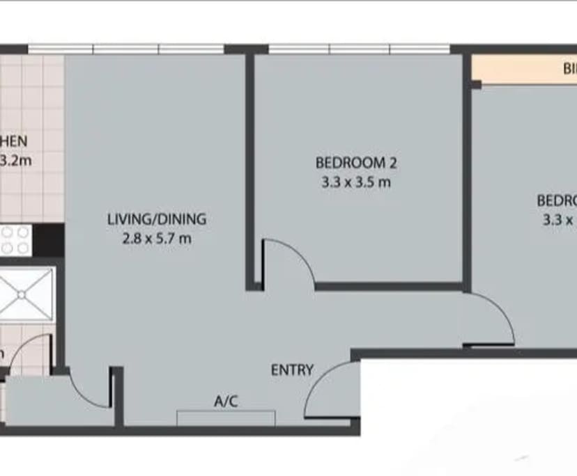 Unfurnished room in a flatshare