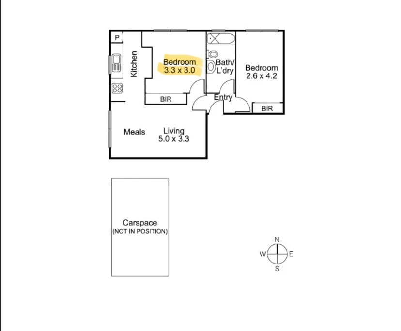 Unfurnished room in a flatshare
