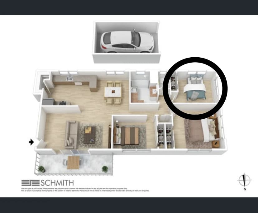 Unfurnished room in a flatshare
