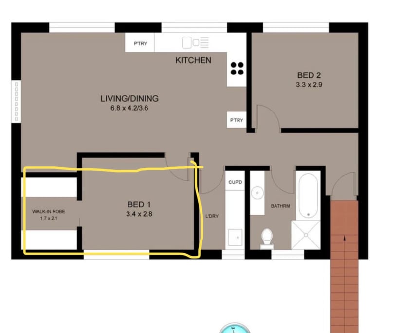 Furnished room in a flatshare