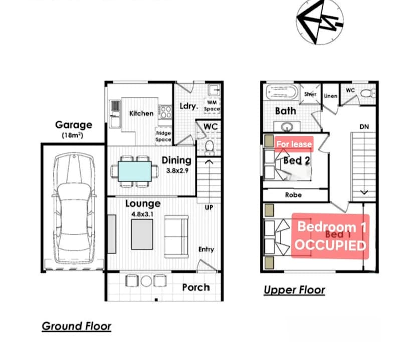 Unfurnished room in a share house