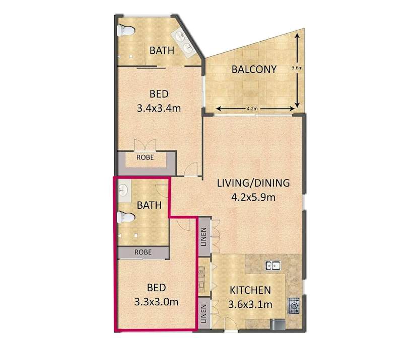 Unfurnished room with own bathroom