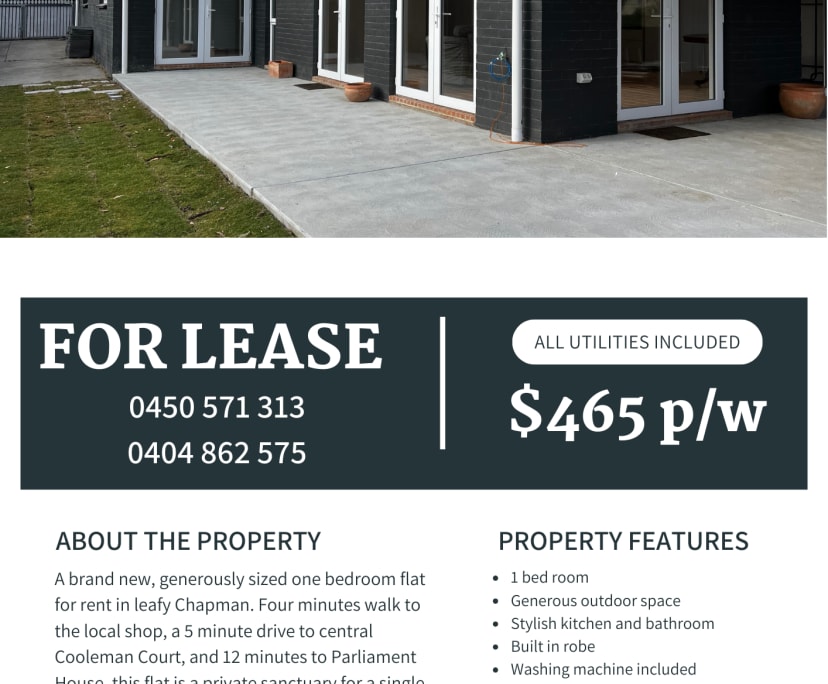 One bed flat for rent