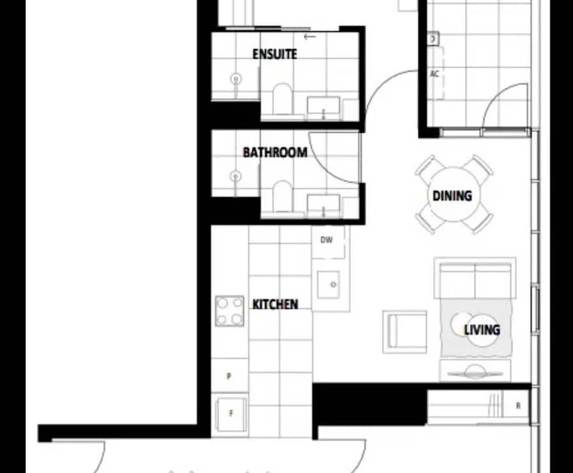Furnished room with ensuite in a flatshare