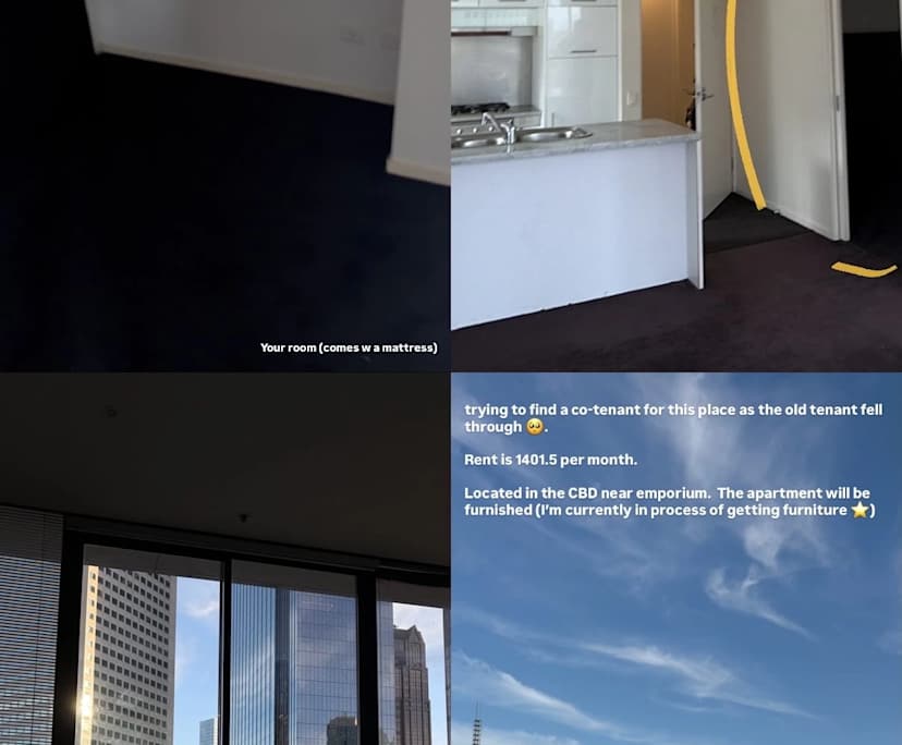 Unfurnished room in a flatshare