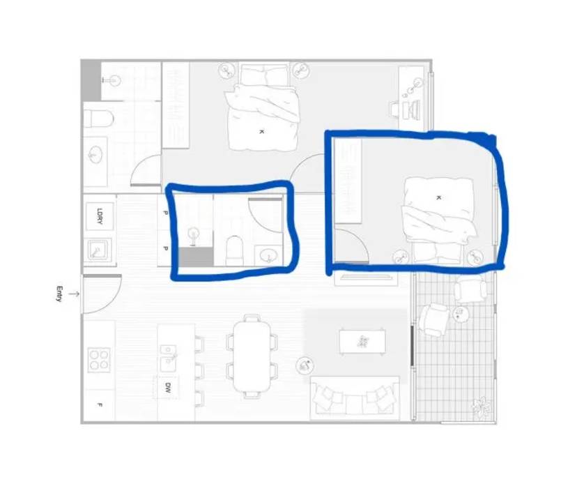 Unfurnished room with own bathroom