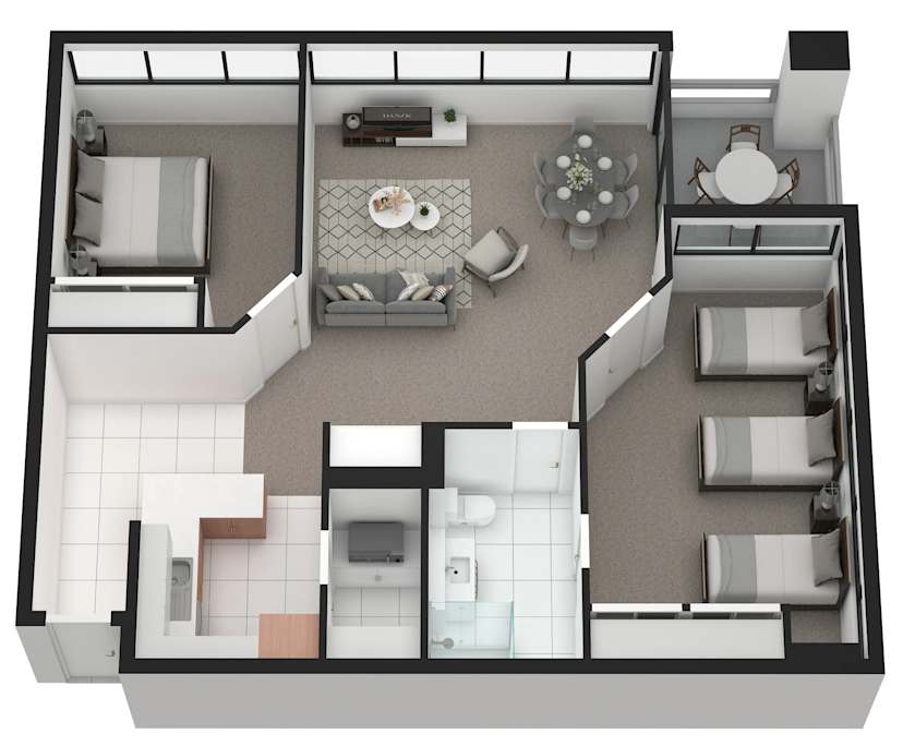 $1,075, Whole-property, 2 bathrooms, Melbourne VIC 3000