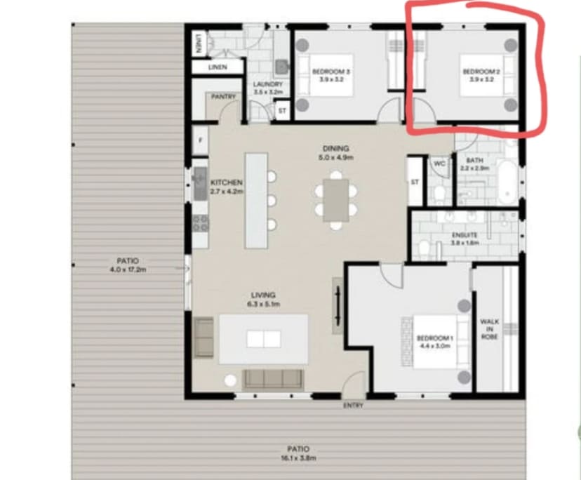Unfurnished room in a share house