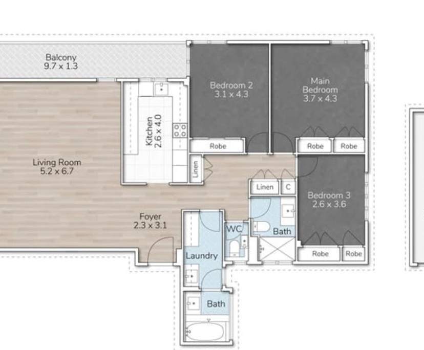 Unfurnished room with own bathroom