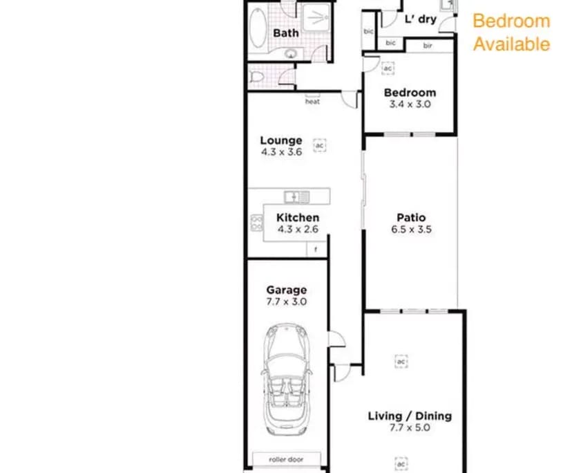 Unfurnished room in a share house