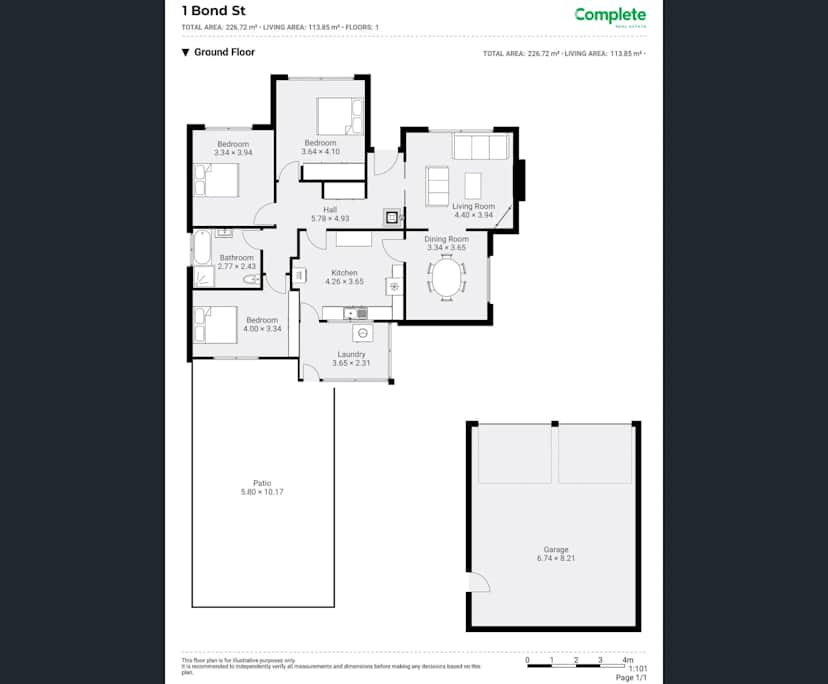 Whole property with 3 rooms for rent