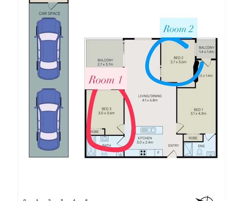 Furnished room in a flatshare