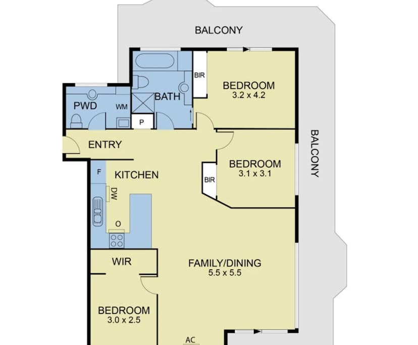 Unfurnished room in a flatshare