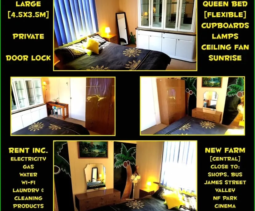 $175-195, Share-house, 2 rooms, New Farm QLD 4005, New Farm QLD 4005