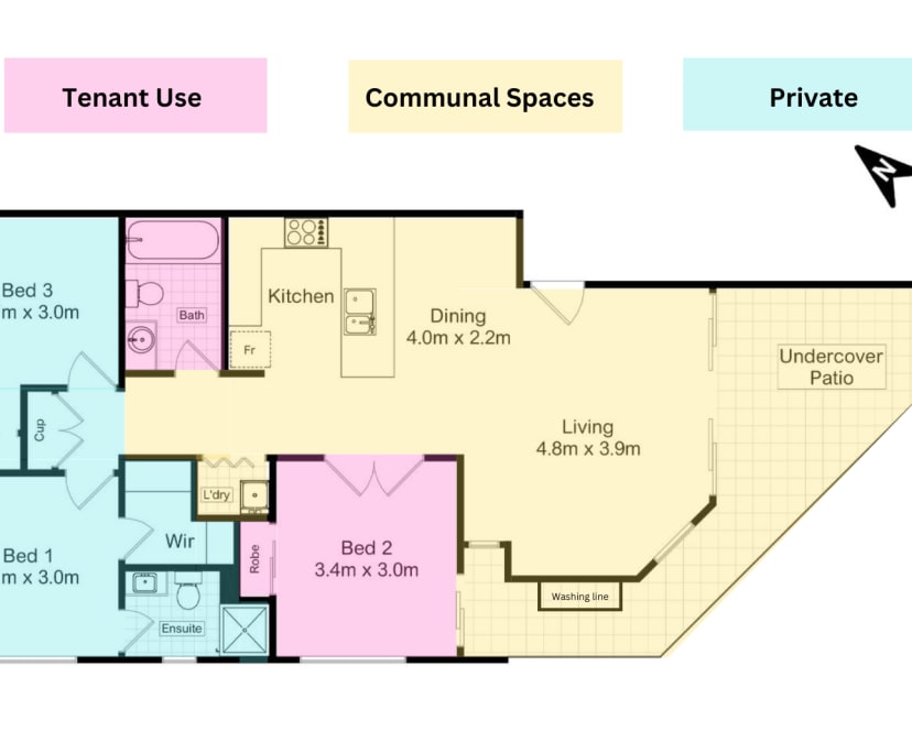 Unfurnished room with own bathroom