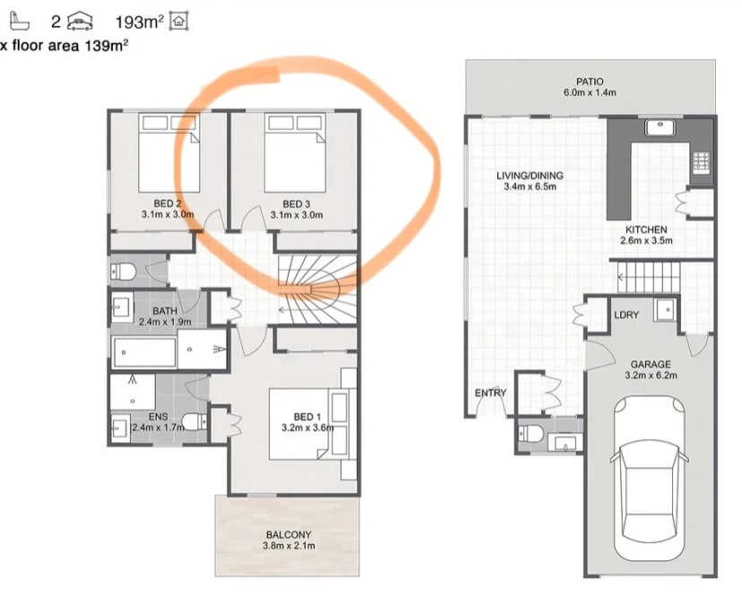 Unfurnished room in a share house