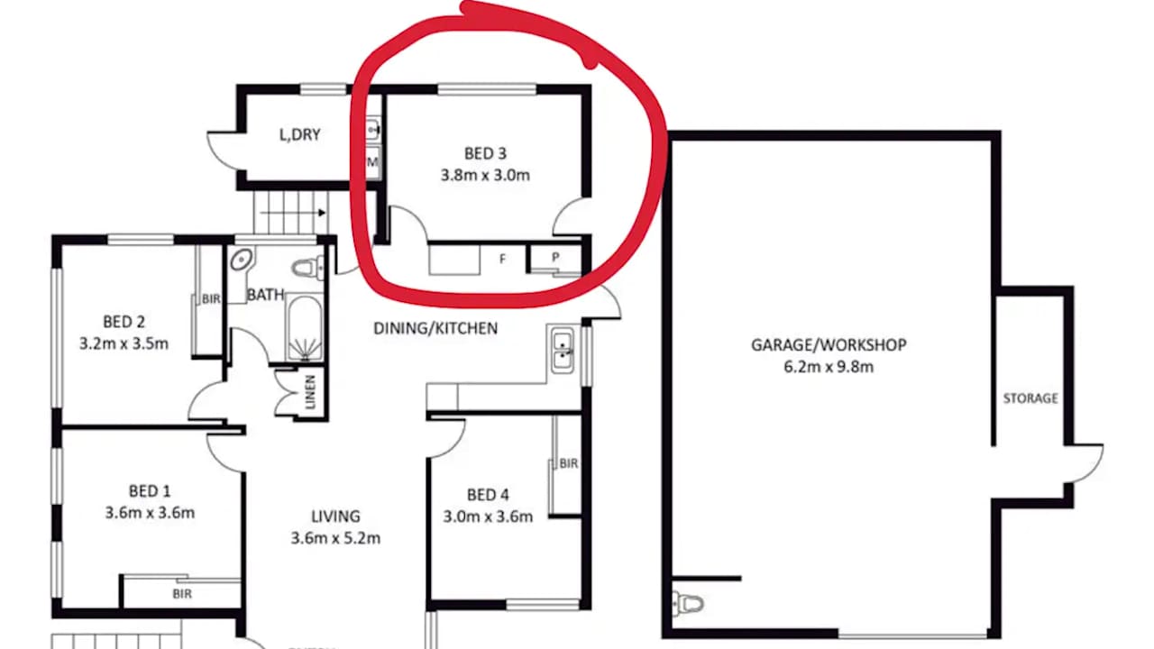 Unfurnished room in a share house