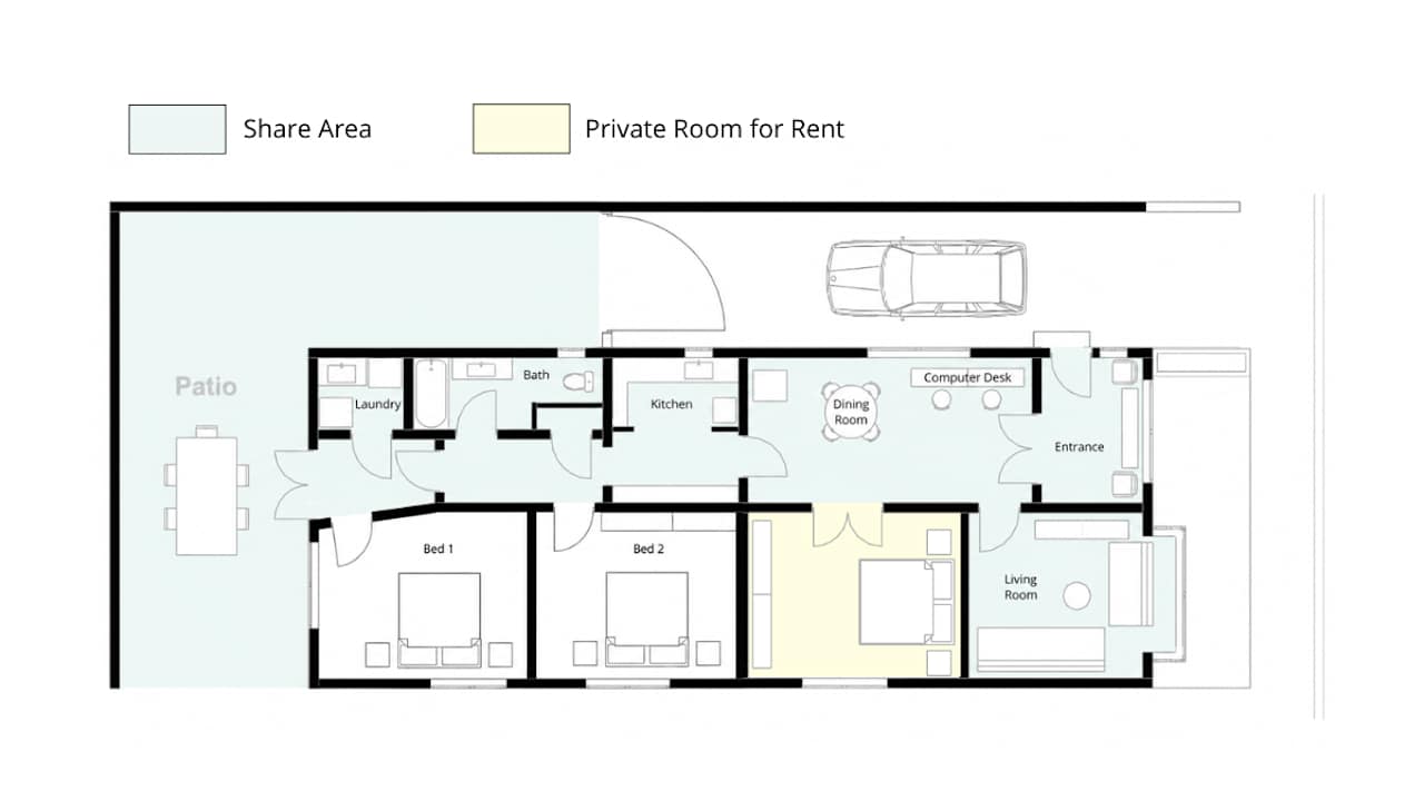 Furnished room in a share house