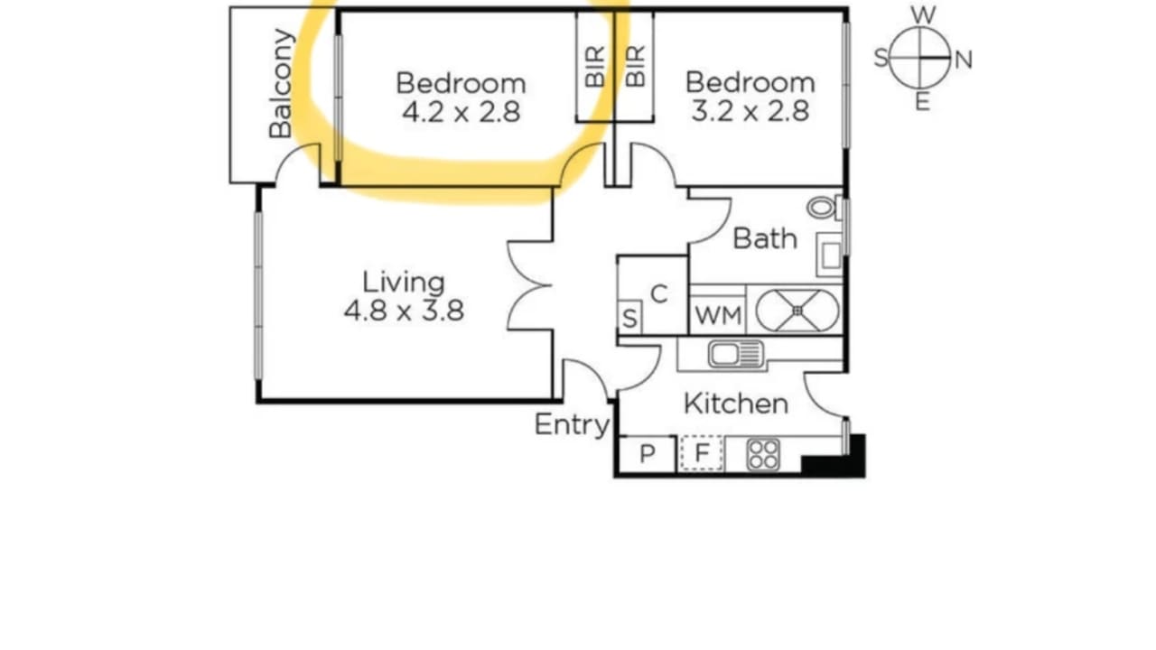 Unfurnished room in a flatshare