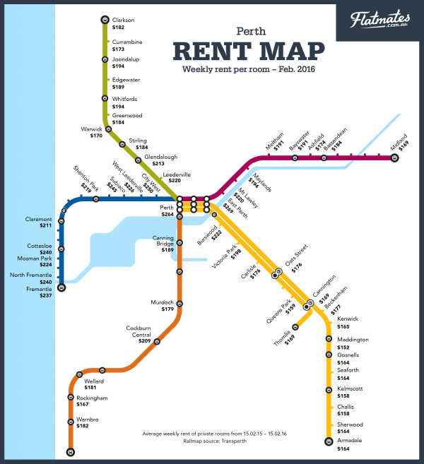 perth train station map Perth Rent Map Flatmates Com Au perth train station map